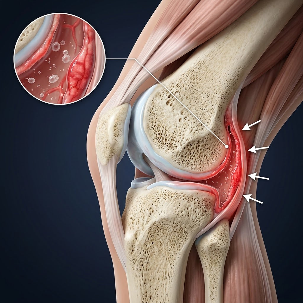 Tejido sinovial irritado en la rodilla