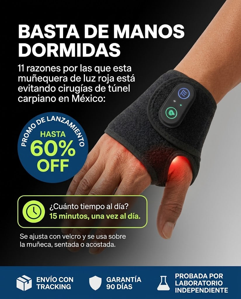 Basta de manos dormidas · Muñequera Restavia de Luz Roja